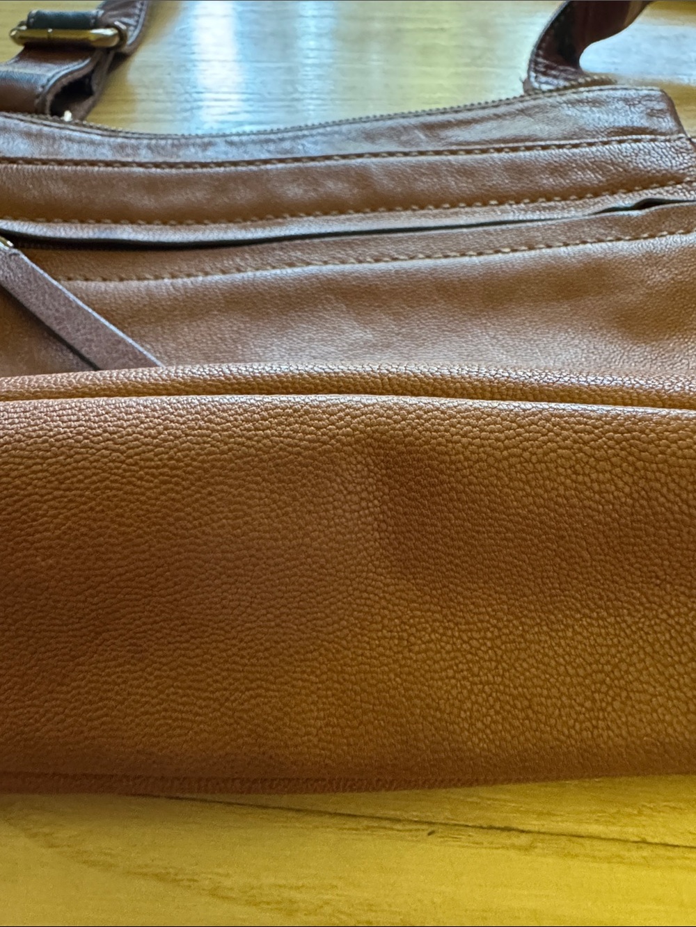 Fossil Brown Leather Crossbody Bag Multi Zip Organizer Purse - Picture 12 of 12